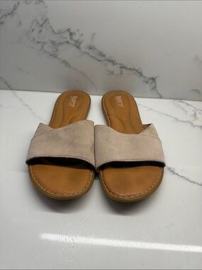 Born Women's Beige Suede Slide Sandals